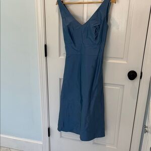 Ann Taylor V-Neck Blue Midi Dress